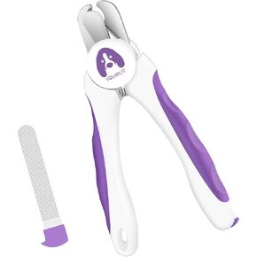 Dog Nail Clippers and Trimmers,Professional Grooming Tool with Safety Guard to Avoid Over Cutting,Free Nail File,Razor Sharp Blade,Sturdy Non Slip Handles for Large and Small Animals (Purple)