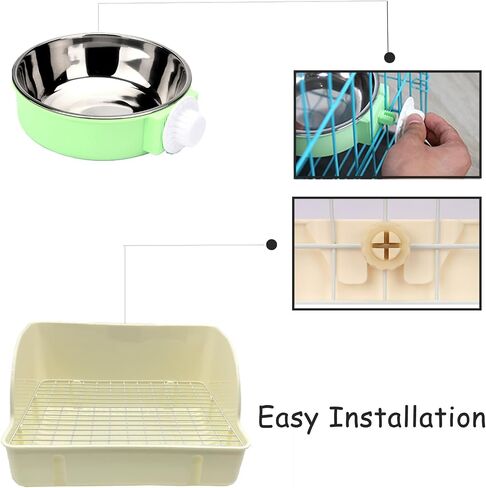 Rabbit Litter Box Small Bunny Litter Box for Cage Bunny Potty Box Medium Rabbits Corner Litter Pan Potty Trainer Pet Toilet with Rabbit Feeding Bowl and Cleaning Set for Rabbit Guinea Pig in Saudi Arabia