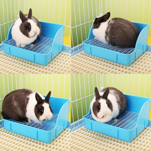 Rabbit Litter Box Small Bunny Litter Box for Cage Bunny Potty Box Medium Rabbits Corner Litter Pan Potty Trainer Pet Toilet with Rabbit Feeding Bowl and Cleaning Set for Rabbit Guinea Pig in Saudi Arabia