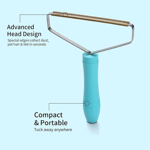 Reusable Cat Hair Remover - Special Dog Hair Remover Multi Fabric Edge and Carpet Scraper - Easy Pet Hair Remover for Couch, Pet Towers & Rugs - Gets Every Hair! (1PCS-Blue) in Saudi Arabia