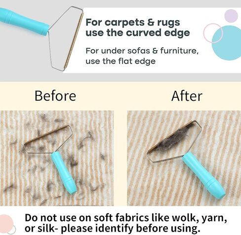 Reusable Cat Hair Remover - Special Dog Hair Remover Multi Fabric Edge and Carpet Scraper - Easy Pet Hair Remover for Couch, Pet Towers & Rugs - Gets Every Hair! (1PCS-Blue) in Saudi Arabia