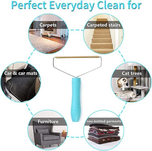 Reusable Cat Hair Remover - Special Dog Hair Remover Multi Fabric Edge and Carpet Scraper - Easy Pet Hair Remover for Couch, Pet Towers & Rugs - Gets Every Hair! (1PCS-Blue) in Saudi Arabia