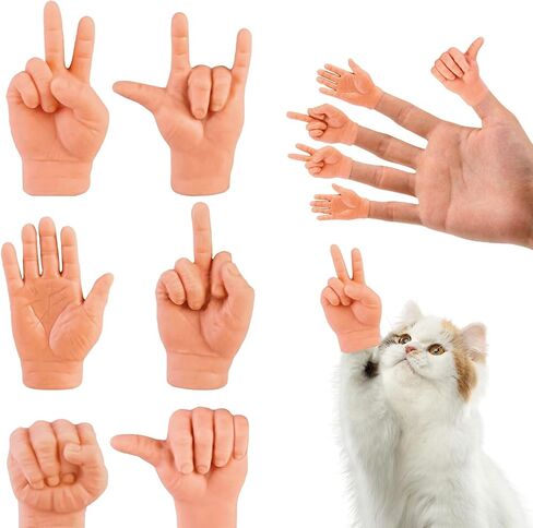 6 Pack Mini Hands for Cats,Tiny Hands for Cats Crossed,Tiny Folded Hands for Cat Paws,Cat Interactive Toy,Playful Cat Accessories for Mimicking Human Gestures in Kuwait