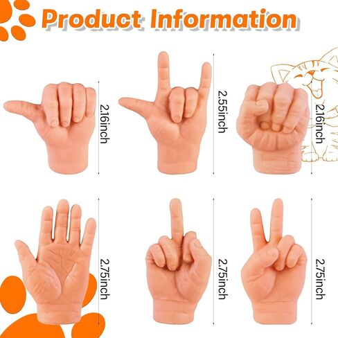 6 Pack Mini Hands for Cats,Tiny Hands for Cats Crossed,Tiny Folded Hands for Cat Paws,Cat Interactive Toy,Playful Cat Accessories for Mimicking Human Gestures in Kuwait