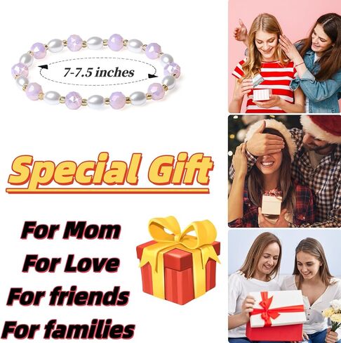 Handmade Stretch Bracelets for Women Bling Faceted Crystal Multi Color 8MM Beaded Pearl Natural Jewelry (Pink Porcelain-round) in Saudi Arabia