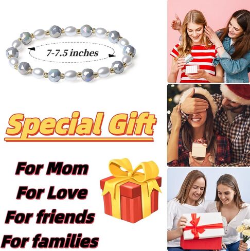 Handmade Stretch Bracelets for Women Bling Faceted Crystal Multi Color 8MM Beaded Pearl Natural Jewelry (Pink Porcelain-round) in Saudi Arabia