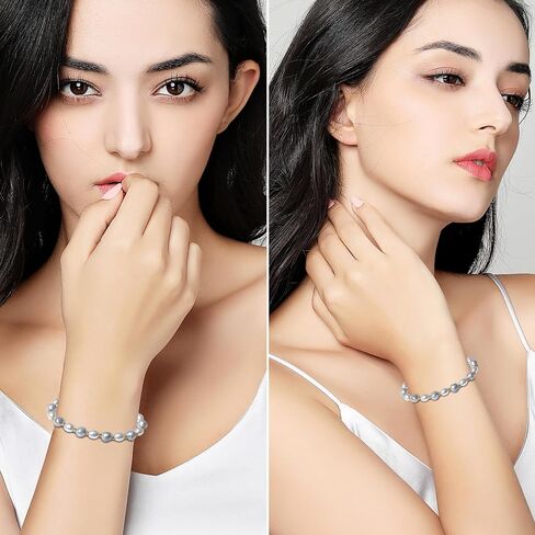 Handmade Stretch Bracelets for Women Bling Faceted Crystal Multi Color 8MM Beaded Pearl Natural Jewelry (Pink Porcelain-round) in Saudi Arabia