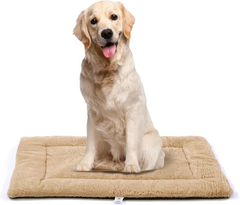 Dog Beds Crate Pad for Large Dogs, Cat Bed Washable Dog Crate Pad Dog Bed Mat Washable Dog Beds Anti-Slip & Anti-Scratch Pet Sleeping Mat (Khaki,L) in Saudi Arabia