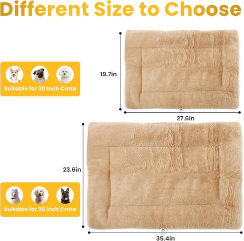Dog Beds Crate Pad for Large Dogs, Cat Bed Washable Dog Crate Pad Dog Bed Mat Washable Dog Beds Anti-Slip & Anti-Scratch Pet Sleeping Mat (Khaki,L) in Saudi Arabia