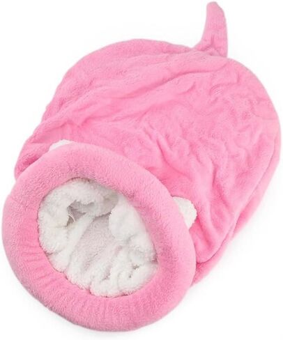 Cat Beds Cave for Indoor Cats for Small Dogs, Washable Sleeping Bag Calming, Soft Fluffy Self-Warming and Cozy Anti-Anxiety Cuddler (25 x 21 inch, Pink) in Saudi Arabia