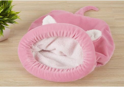 Cat Beds Cave for Indoor Cats for Small Dogs, Washable Sleeping Bag Calming, Soft Fluffy Self-Warming and Cozy Anti-Anxiety Cuddler (25 x 21 inch, Pink) in Saudi Arabia