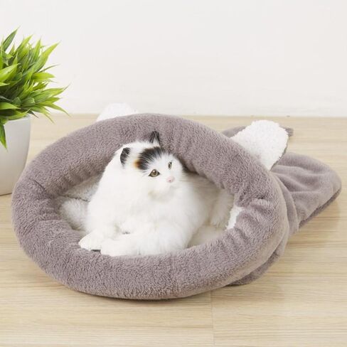 Cat Beds Cave for Indoor Cats for Small Dogs, Washable Sleeping Bag Calming, Soft Fluffy Self-Warming and Cozy Anti-Anxiety Cuddler (25 x 21 inch, Pink) in Saudi Arabia