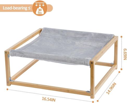 Cat Bed Wooden Hammock with Changeable Soft blankets Indoor Dog&Cat Bed Washable and Breathable 16 * 15 * 6.7IN Pet Furniture Suitable for Rabbit,Puppy, Bunny and Small Animals in Saudi Arabia