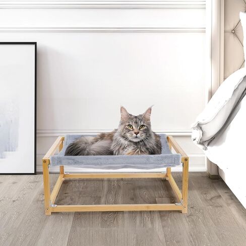 Cat Bed Wooden Hammock with Changeable Soft blankets Indoor Dog&Cat Bed Washable and Breathable 16 * 15 * 6.7IN Pet Furniture Suitable for Rabbit,Puppy, Bunny and Small Animals in Saudi Arabia