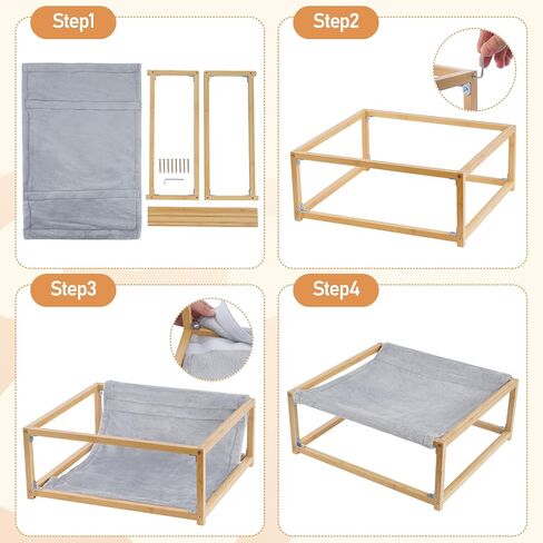 Cat Bed Wooden Hammock with Changeable Soft blankets Indoor Dog&Cat Bed Washable and Breathable 16 * 15 * 6.7IN Pet Furniture Suitable for Rabbit,Puppy, Bunny and Small Animals in Saudi Arabia