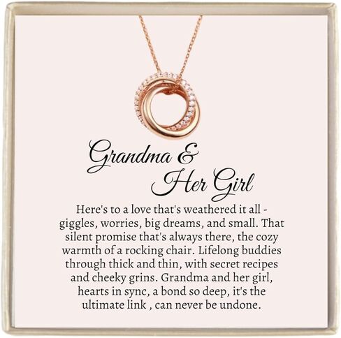 ipink-قلادة حفيدة هدايا حفيدة من الجدة، هدايا التخرج لها، عيد ميلاد ملهمة مجوهرات الزفاف هدايا تذكار للحفيدة (دائرة مرتبطة- الجدة والحفيدة) in Kuwait
