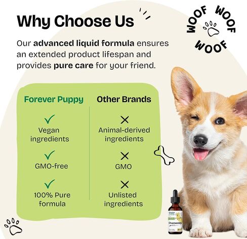 Chamomile Drops for Dogs - Gut & Digestive Health Supplements - Chamomile Flowers for Stomach Soothing - Dog Supplements & Vitamins for Gut Support & Gas Relief of All Breeds & Sizes - 2 fl oz in Saudi Arabia