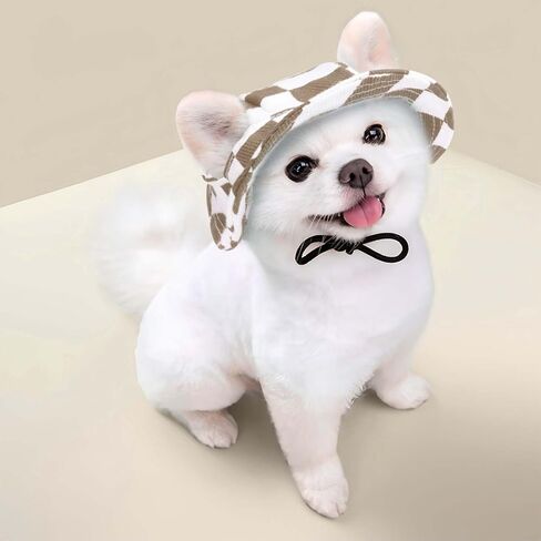 قبعة للحيوانات الأليفة للقطط والكلاب فقط مع سلسلة قابلة للتعديل، قبعة للحيوانات الأليفة الصغيرة للقطط الصغيرة والمتوسطة لتزيين حفلات أعياد الميلاد (أبيض برتقالي، صغير) in Kuwait
