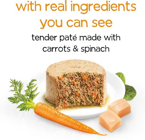 بورينا طعام الكلاب الرطب المفيد مع الدجاج الحقيقي والجزر والسبانخ، مع زيت السمك للكلاب - (عبوة من 12) 3 أونصة. علب in Kuwait