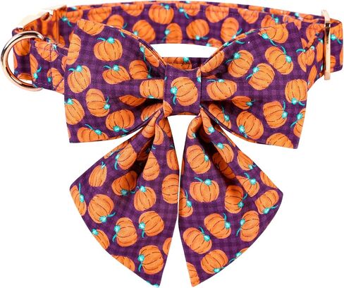 Lionet Paws Halloween Dog Collar with Bowtie, Bowtie for Dogs and Cats, Adjustable Comfortable Dog Collar Pumpkin Girl Boy, XL, Neck 16-26 in in Saudi Arabia