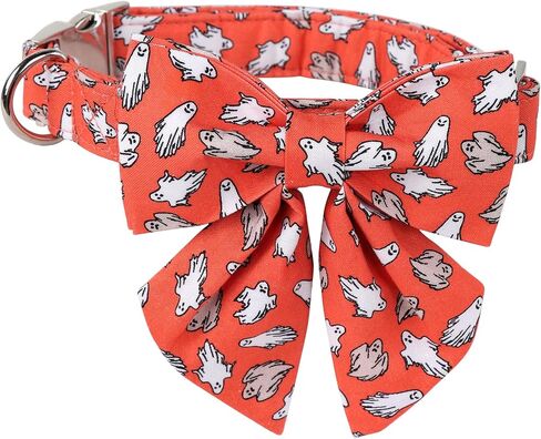 Lionet Paws Halloween Dog Collar with Bowtie, Bowtie for Dogs and Cats, Adjustable Comfortable Dog Collar Pumpkin Girl Boy, XL, Neck 16-26 in in Saudi Arabia