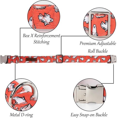 Lionet Paws Halloween Dog Collar with Bowtie, Bowtie for Dogs and Cats, Adjustable Comfortable Dog Collar Pumpkin Girl Boy, XL, Neck 16-26 in in Saudi Arabia