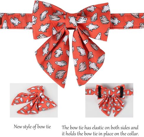 Lionet Paws Halloween Dog Collar with Bowtie, Bowtie for Dogs and Cats, Adjustable Comfortable Dog Collar Pumpkin Girl Boy, XL, Neck 16-26 in in Saudi Arabia