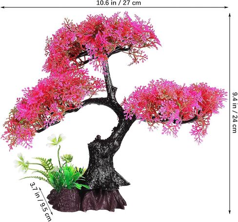 VICASKY Fish Tank Accessories:Aquarium Plants - Aquarium Decor:Fish Tank Decorations - 10pcs Aquarium Plastic Plants Decoration, Pink Cherry Blossom Tree Grass Decor Set, Fish Tank Hides Decorations in Saudi Arabia