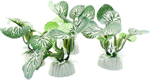 Soft Aquarium Plants Betta Fish Tank Decorations Betta Leaf Pad 2 Inch, Silk Plastic Artificial Plants for Aquarium Reptile Tank Decor (C-4Pcs Set/Green) in Saudi Arabia