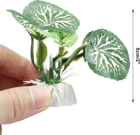Soft Aquarium Plants Betta Fish Tank Decorations Betta Leaf Pad 2 Inch, Silk Plastic Artificial Plants for Aquarium Reptile Tank Decor (C-4Pcs Set/Green) in Saudi Arabia