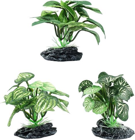 Soft Aquarium Plants Betta Fish Tank Decorations Betta Leaf Pad 2 Inch, Silk Plastic Artificial Plants for Aquarium Reptile Tank Decor (C-4Pcs Set/Green) in Saudi Arabia