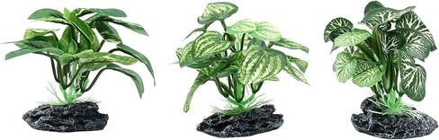 Soft Aquarium Plants Betta Fish Tank Decorations Betta Leaf Pad 2 Inch, Silk Plastic Artificial Plants for Aquarium Reptile Tank Decor (C-4Pcs Set/Green) in Saudi Arabia