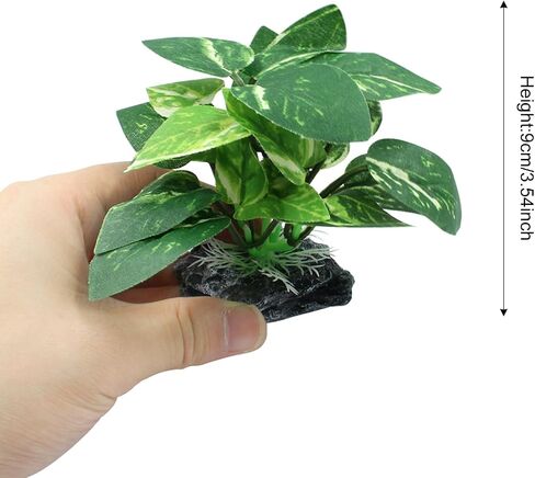 Soft Aquarium Plants Betta Fish Tank Decorations Betta Leaf Pad 2 Inch, Silk Plastic Artificial Plants for Aquarium Reptile Tank Decor (C-4Pcs Set/Green) in Saudi Arabia