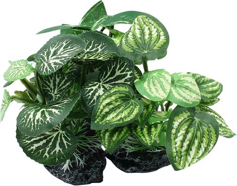 Soft Aquarium Plants Betta Fish Tank Decorations Betta Leaf Pad 2 Inch, Silk Plastic Artificial Plants for Aquarium Reptile Tank Decor (C-4Pcs Set/Green) in Saudi Arabia