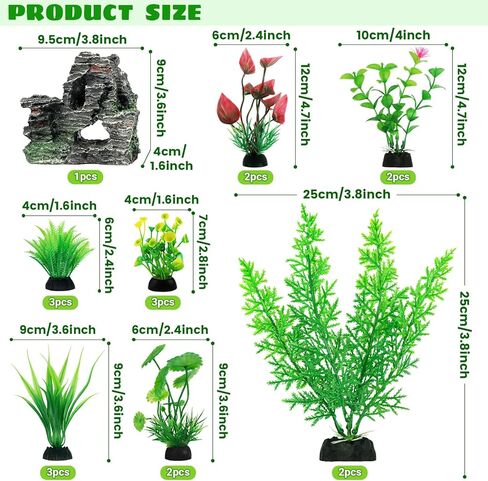 ديكورات حوض السمك، نباتات بلاستيكية صناعية مع مجموعة ديكور صخور الكهف، ملحقات خزان الأسماك، زخارف صغيرة وكبيرة لوعاء الأسماك in Kuwait