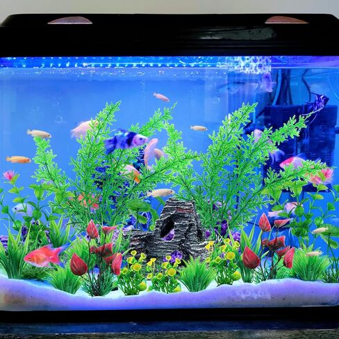 ديكورات حوض السمك، نباتات بلاستيكية صناعية مع مجموعة ديكور صخور الكهف، ملحقات خزان الأسماك، زخارف صغيرة وكبيرة لوعاء الأسماك in Kuwait