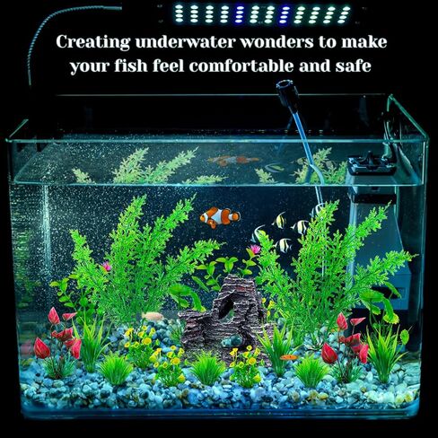 ديكورات حوض السمك، نباتات بلاستيكية صناعية مع مجموعة ديكور صخور الكهف، ملحقات خزان الأسماك، زخارف صغيرة وكبيرة لوعاء الأسماك in Kuwait