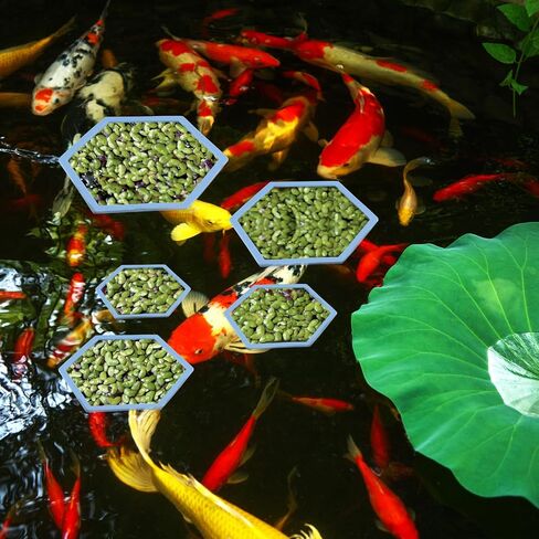 5pcs Aquarium Floating Plant Rings, Foam Floating Plant Corral Holder Hexagon Fish Feeding Rings Feeding Ring Barrier for Fish Tank Feeder Plant Fence for Keeping Food in Place (Blue) in Saudi Arabia