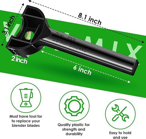 مفتاح ربط الأجزاء البديلة وأداة إزالة الشفرات والمثبتات المتوافقة مع ملحقات خلاطات فيتاميكس، باللون الأسود in Kuwait