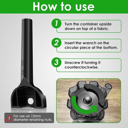 مفتاح ربط الأجزاء البديلة وأداة إزالة الشفرات والمثبتات المتوافقة مع ملحقات خلاطات فيتاميكس، باللون الأسود in Kuwait