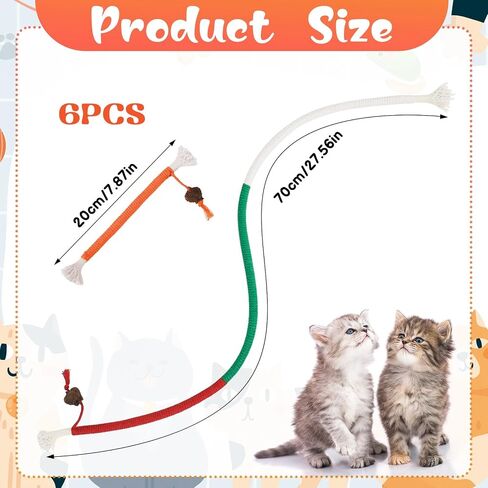 Rope Cat Toys, 6 Pack Catnip Toy Bite Rope, Toys for Indoor Cats Teeth Cleaning Toys for Kitten, Interactive Cat Nip Kitty Toys for All Breeds 27 Inches in Saudi Arabia
