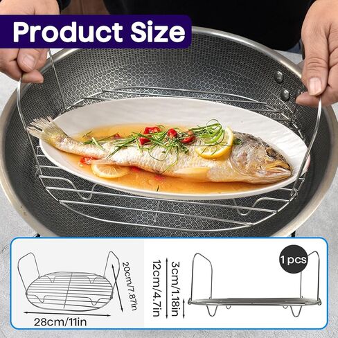 رف البخار والتحميص - ملحقات لطباخ Ninja Foodi Possible Cooker Pro - متوافق مع طباخ Ninja Crockpot 8.5 Quart البطيء MC1000، MC1001، MC1010 - رف تحميص مطلي بالكروم in Kuwait