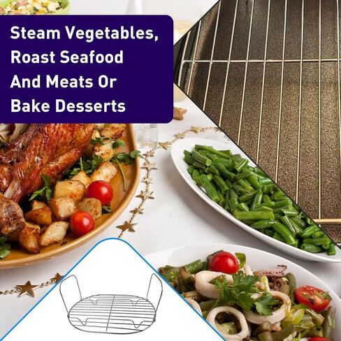 رف البخار والتحميص - ملحقات لطباخ Ninja Foodi Possible Cooker Pro - متوافق مع طباخ Ninja Crockpot 8.5 Quart البطيء MC1000، MC1001، MC1010 - رف تحميص مطلي بالكروم in Kuwait