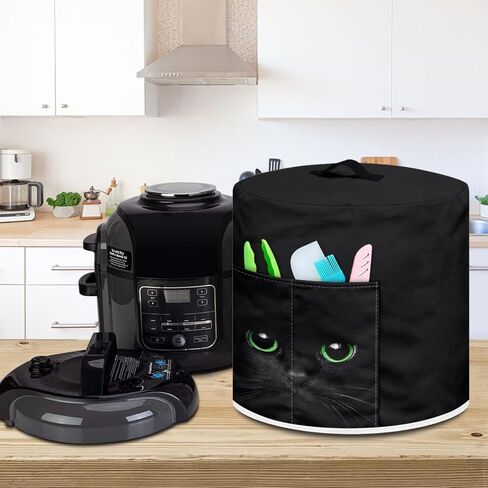 Pressure Cooker Cover, Black Cat Print Dust Cover for 3Qt Pot, Anti-Static Dust Cover for Electric Slow Cookers with Front Pocket, Anti-fingerprint Kitchen Appliance Cover in Saudi Arabia