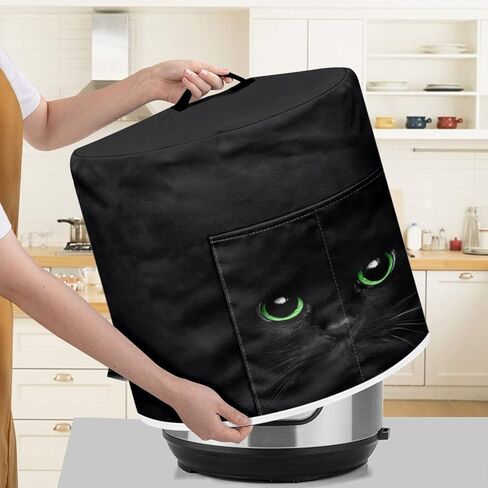 Pressure Cooker Cover, Black Cat Print Dust Cover for 3Qt Pot, Anti-Static Dust Cover for Electric Slow Cookers with Front Pocket, Anti-fingerprint Kitchen Appliance Cover in Saudi Arabia