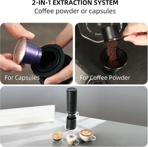 Electric Portable Espresso Machine, 15 Bar Mini Coffee Maker, One Button Start, USB-C & Car Charger, Lightweight Espresso Maker for Camping, Travel, RV, Hiking, Office(Capsules not Included) in Saudi Arabia