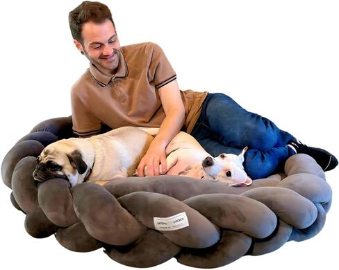 Tater's Choice 24" Dog Bed - Premium Braided Dog Bed - Luxurious and Durable Pet Beds with Plush Polyester Filling, Non-Slip Base, and Stylish Design, Washable Mattress, Charcoal Grey, 24 inch, Small in Saudi Arabia