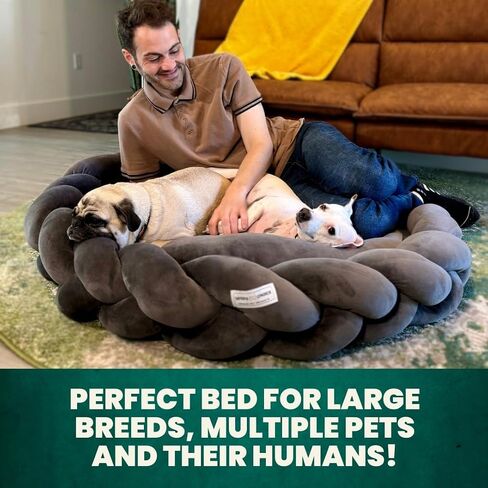 Tater's Choice 24" Dog Bed - Premium Braided Dog Bed - Luxurious and Durable Pet Beds with Plush Polyester Filling, Non-Slip Base, and Stylish Design, Washable Mattress, Charcoal Grey, 24 inch, Small in Saudi Arabia