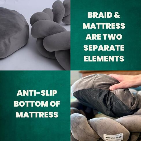 Tater's Choice 24" Dog Bed - Premium Braided Dog Bed - Luxurious and Durable Pet Beds with Plush Polyester Filling, Non-Slip Base, and Stylish Design, Washable Mattress, Charcoal Grey, 24 inch, Small in Saudi Arabia