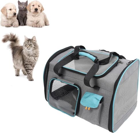 Pet Carrier Large Capacity, 20x12x13inch Cat Dog Carrier with Dual Shoulder Straps, Protable and Breathable Pet Travel Backpack, for Large and Medium Cats Dogs (Grey and Blue) in Saudi Arabia